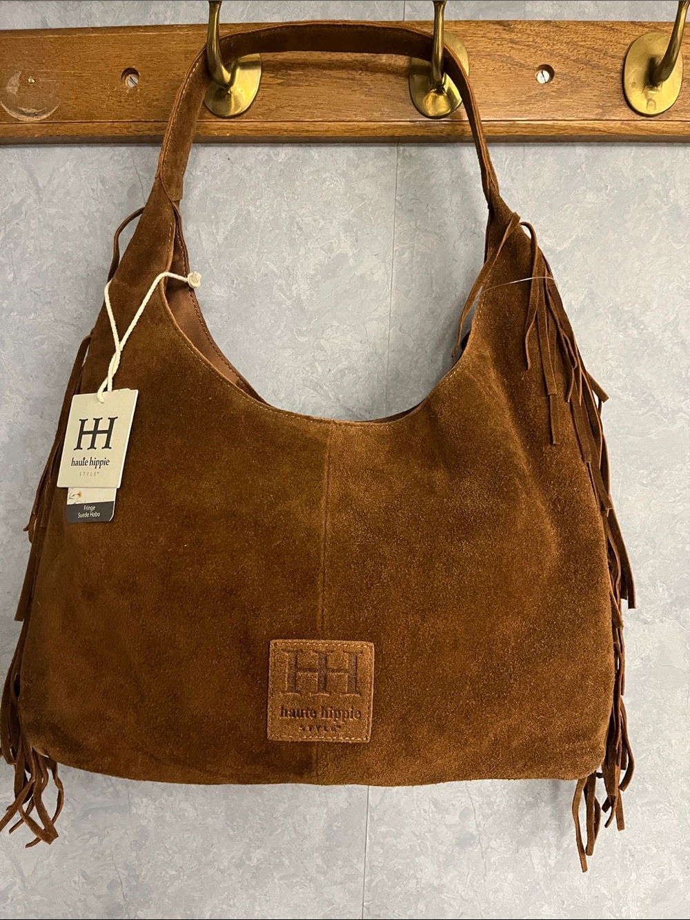 Haute Hippie Brown Suede Fringe Hobo Bag NWT - Picture 3 of 10